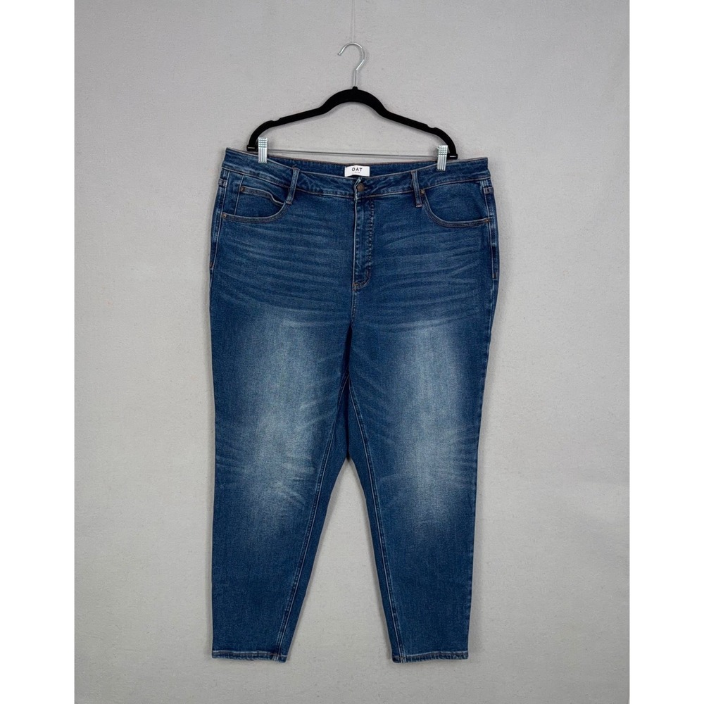 OAT Jeans Womens 22W Blue Faded High Rise Skinny Casual Denim Plus Size